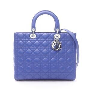 Dior Lady Cannage Leather Handbag Blue